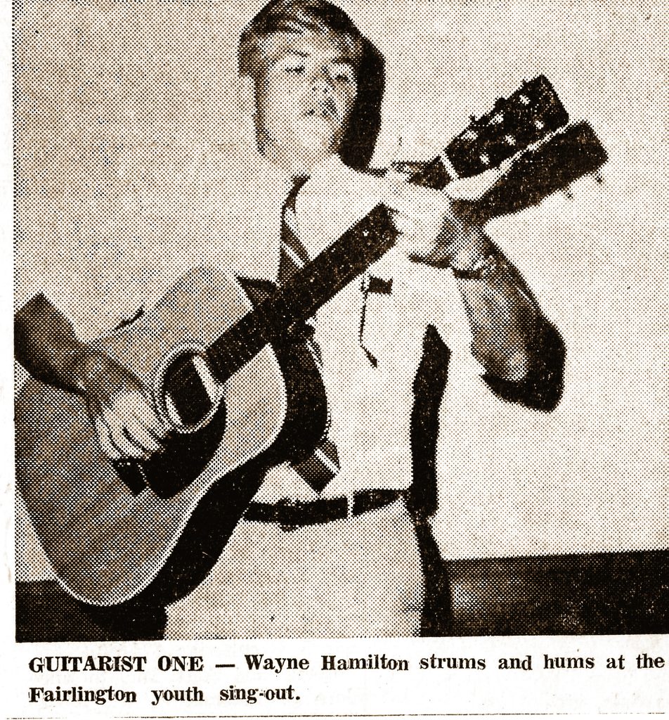 Wayne Hamilton strums and hums at the Fairlington youth sing-out