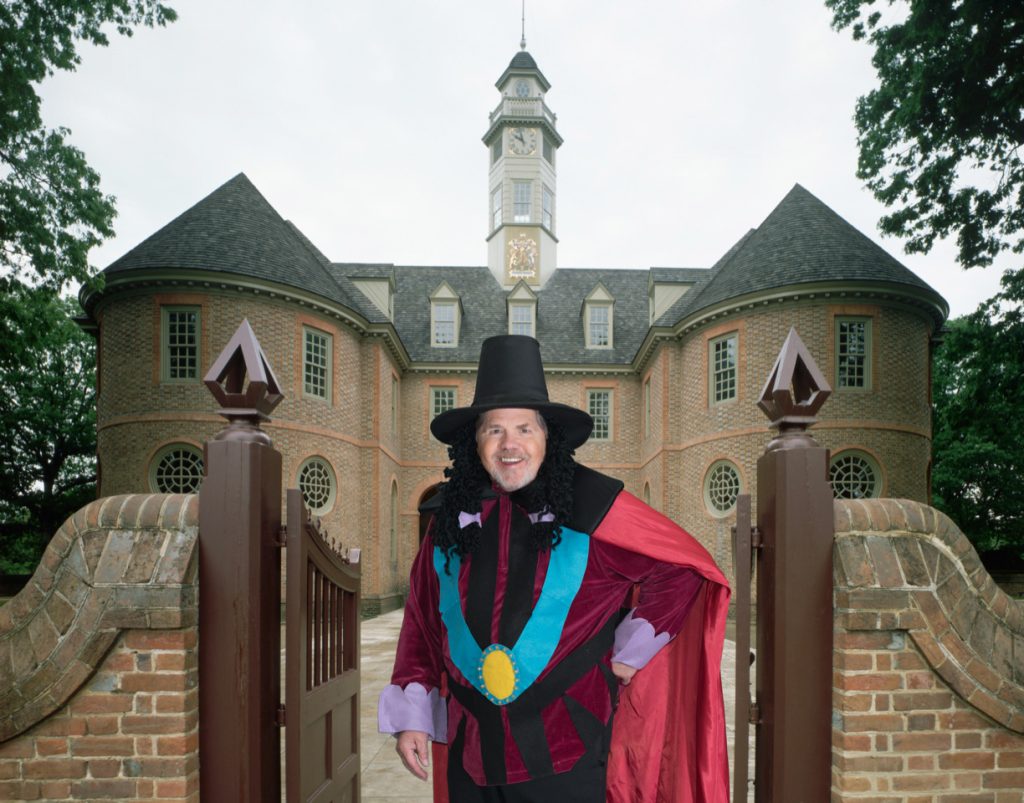 Wayne in front of Colonial Capitol Building in Williamsburg
