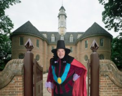Wayne in front of Colonial Capitol Building in Williamsburg