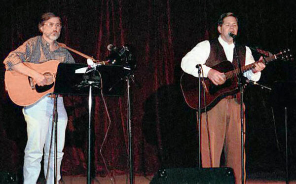 Wayne on stage with pickin' pal Heath Jones, who also played guitar in their 60s R&B GLAD HAND band